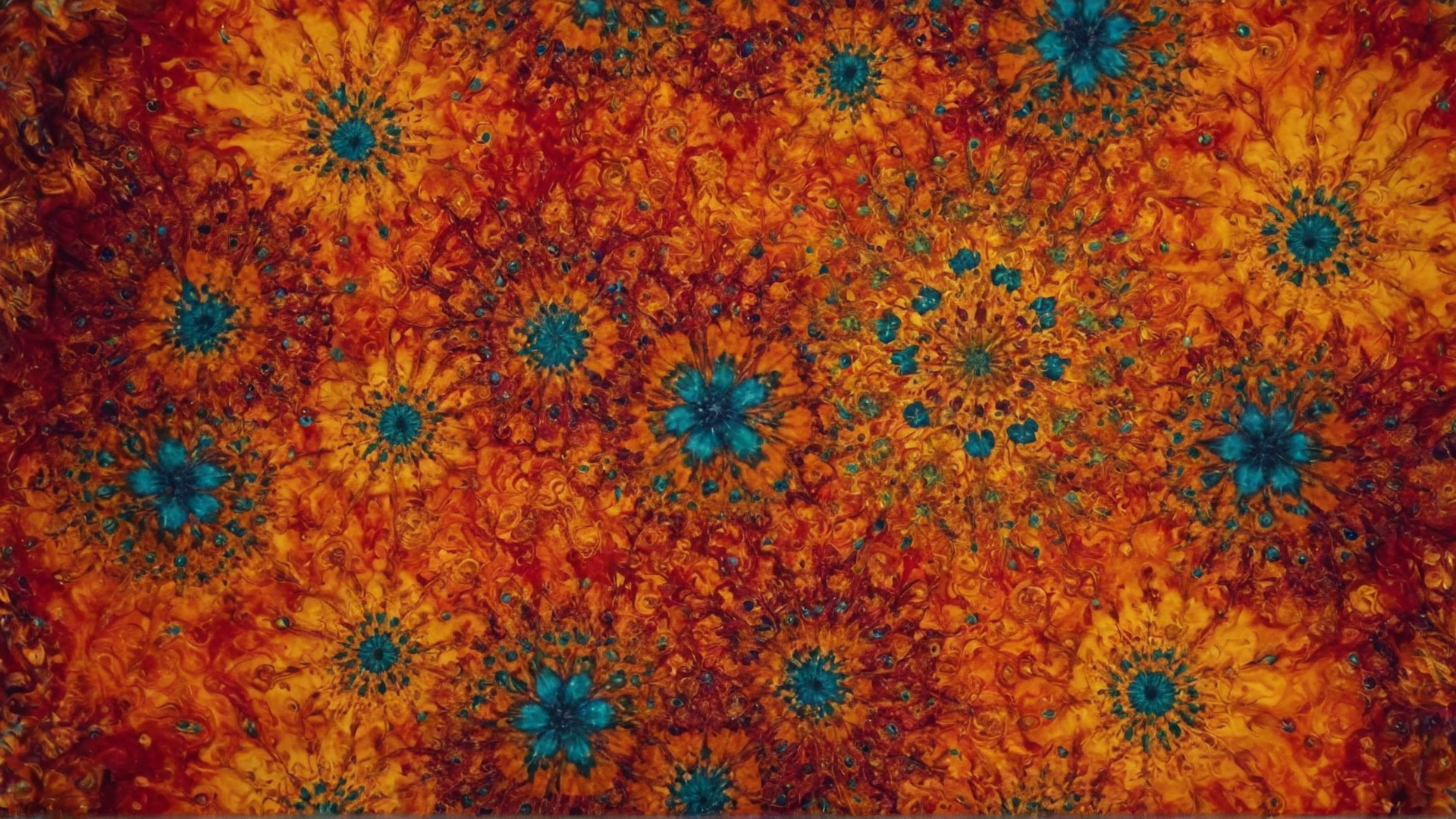 Scene: A kaleidoscope of colorful ink droplets swirling and merging to form intr