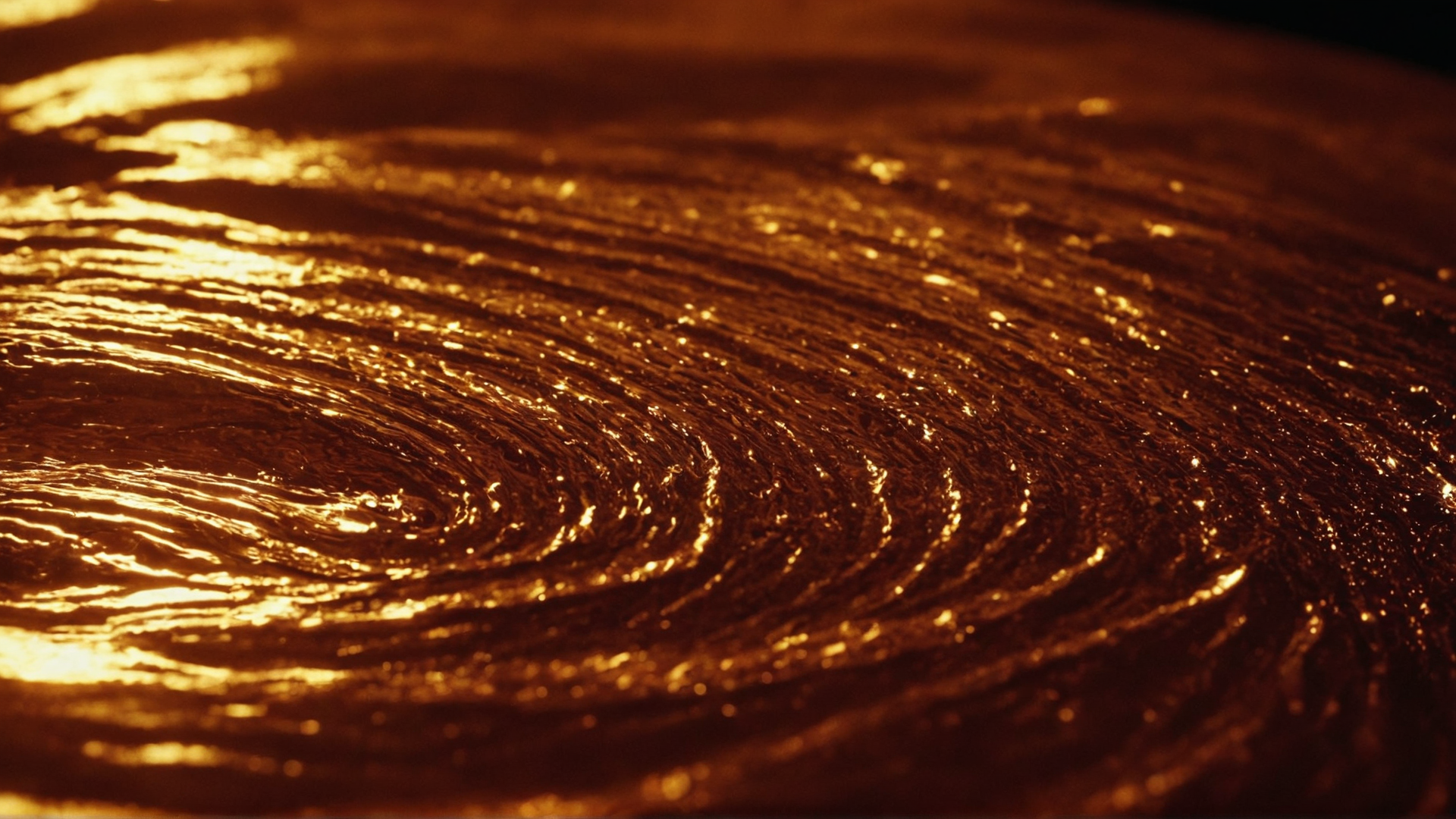 Scene: A fluid, molten metal surface rippling and warping like liquid mercury un