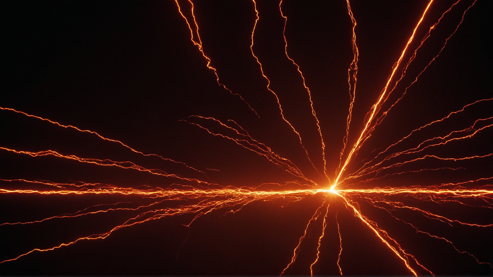 Scene: Neon streaks of light illuminating a dark void, forming an electrifying a