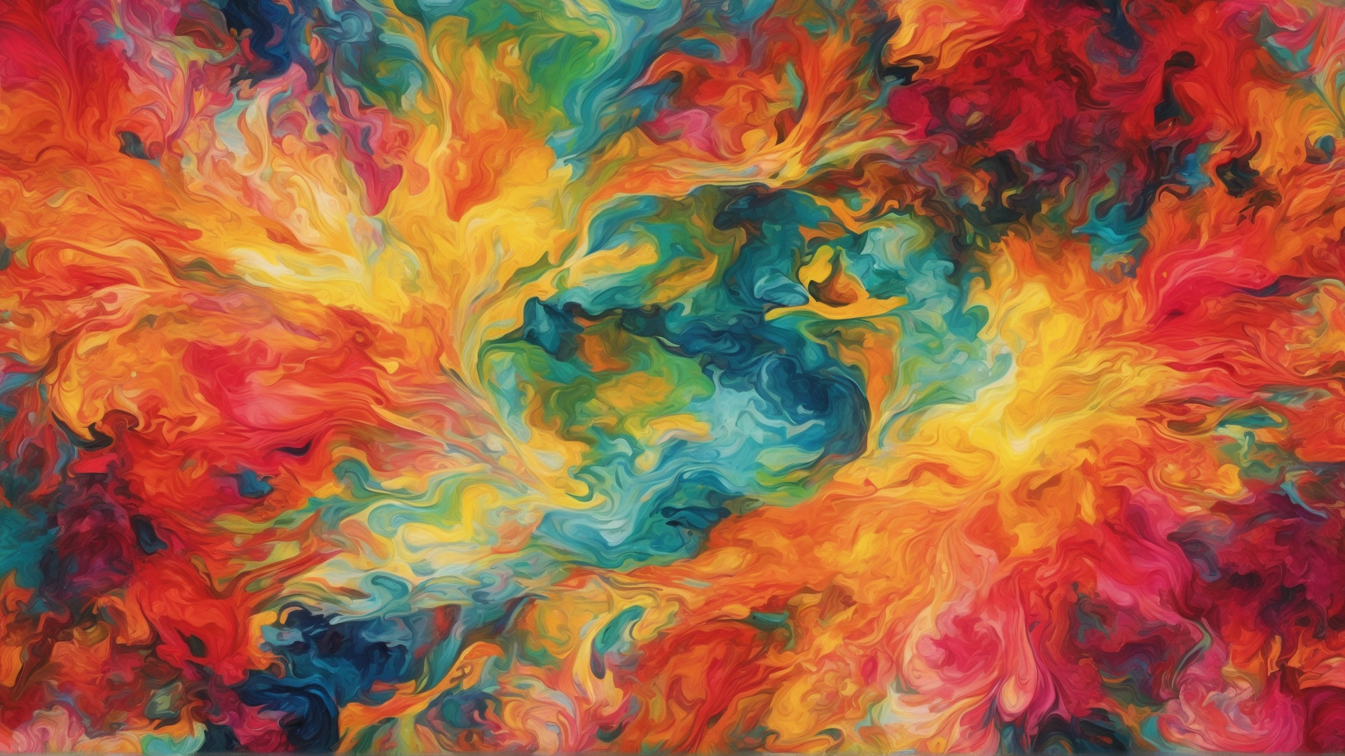 An explosive burst of vivid watercolors cascading and merging seamlessly, formin