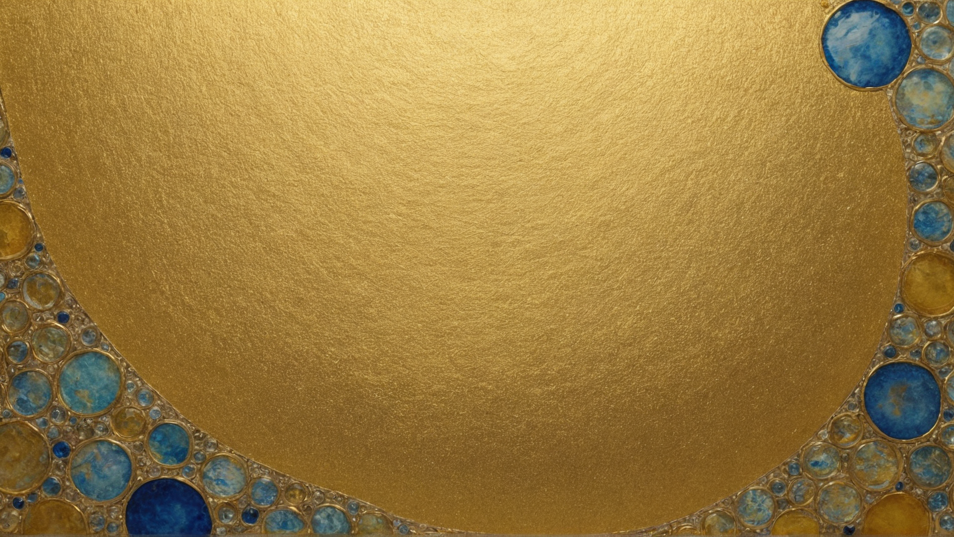 Klimt ,Water color,illust,gradation from yellow to blue, Thin gold thread in the